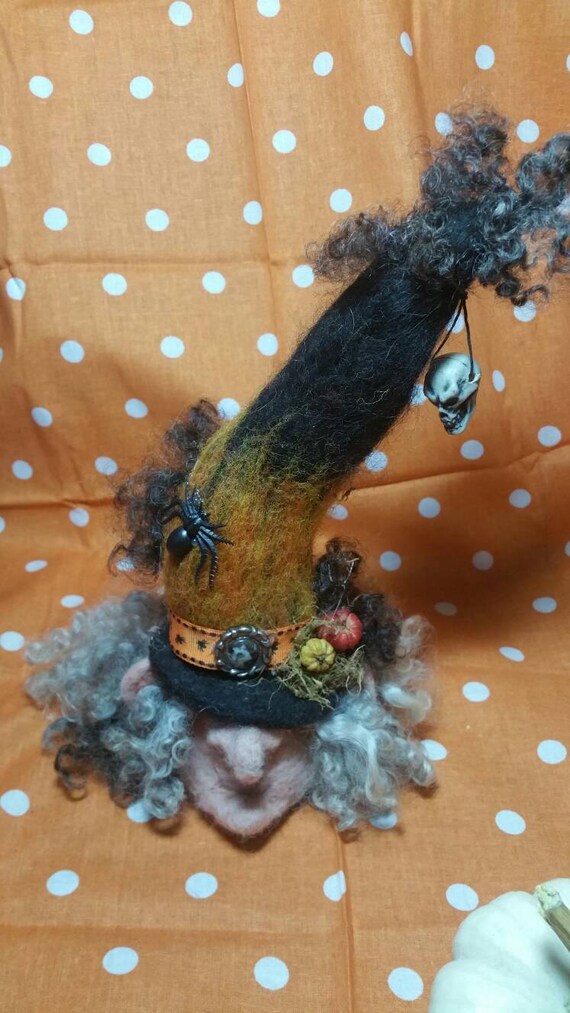 Spooky Witch Gnome With Her Big Nose Big Chin And The Messy Etsy