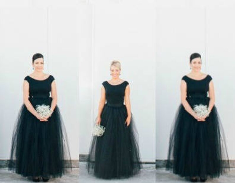 Tulle Skirt Black Formal Long Bridesmaids Wedding Floor Length Ankle Formal Long Tutu Skirts Bride
