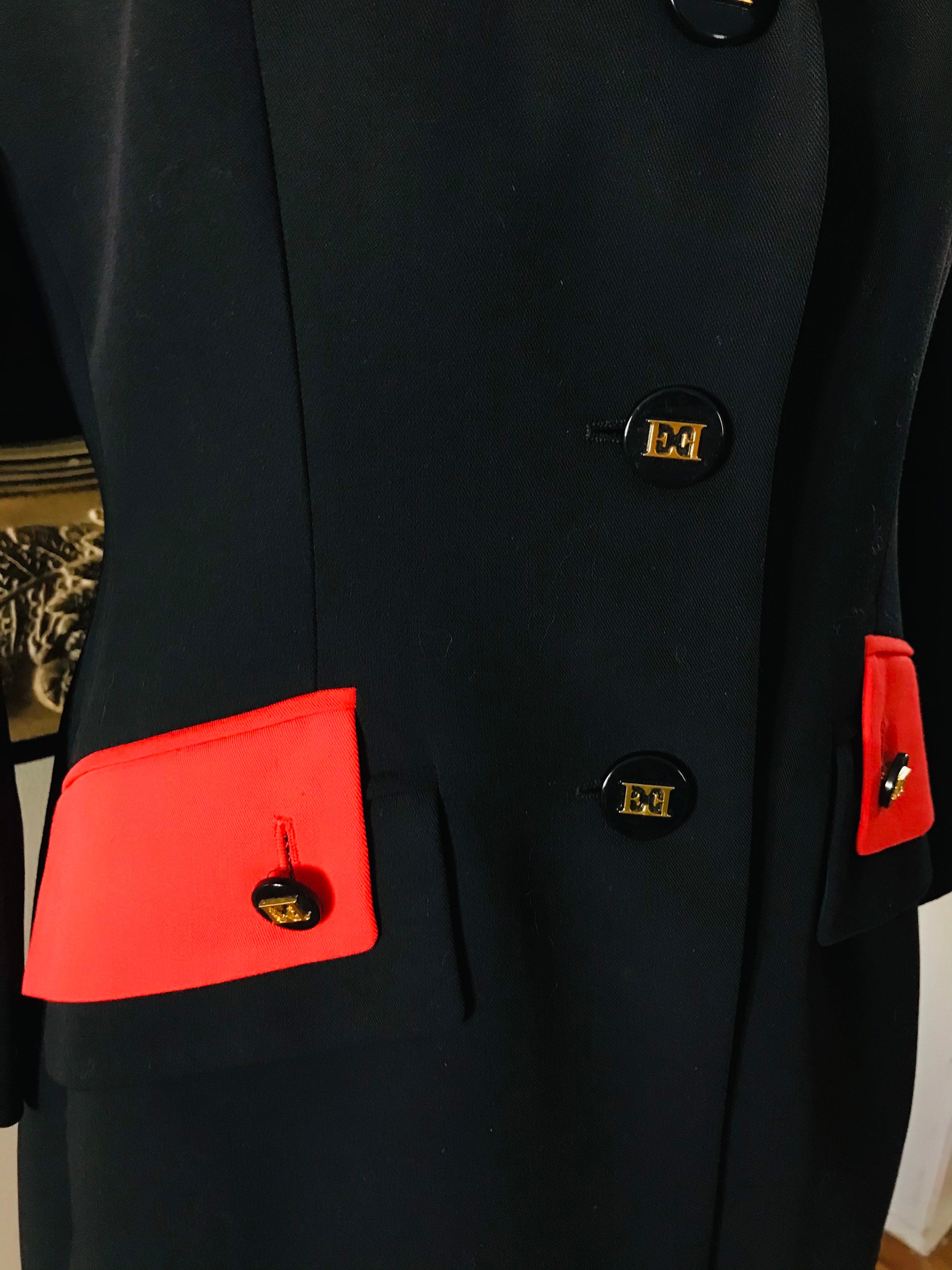 Womens 90s Escada Black Red Blazer/designer Businesswear/black Red
