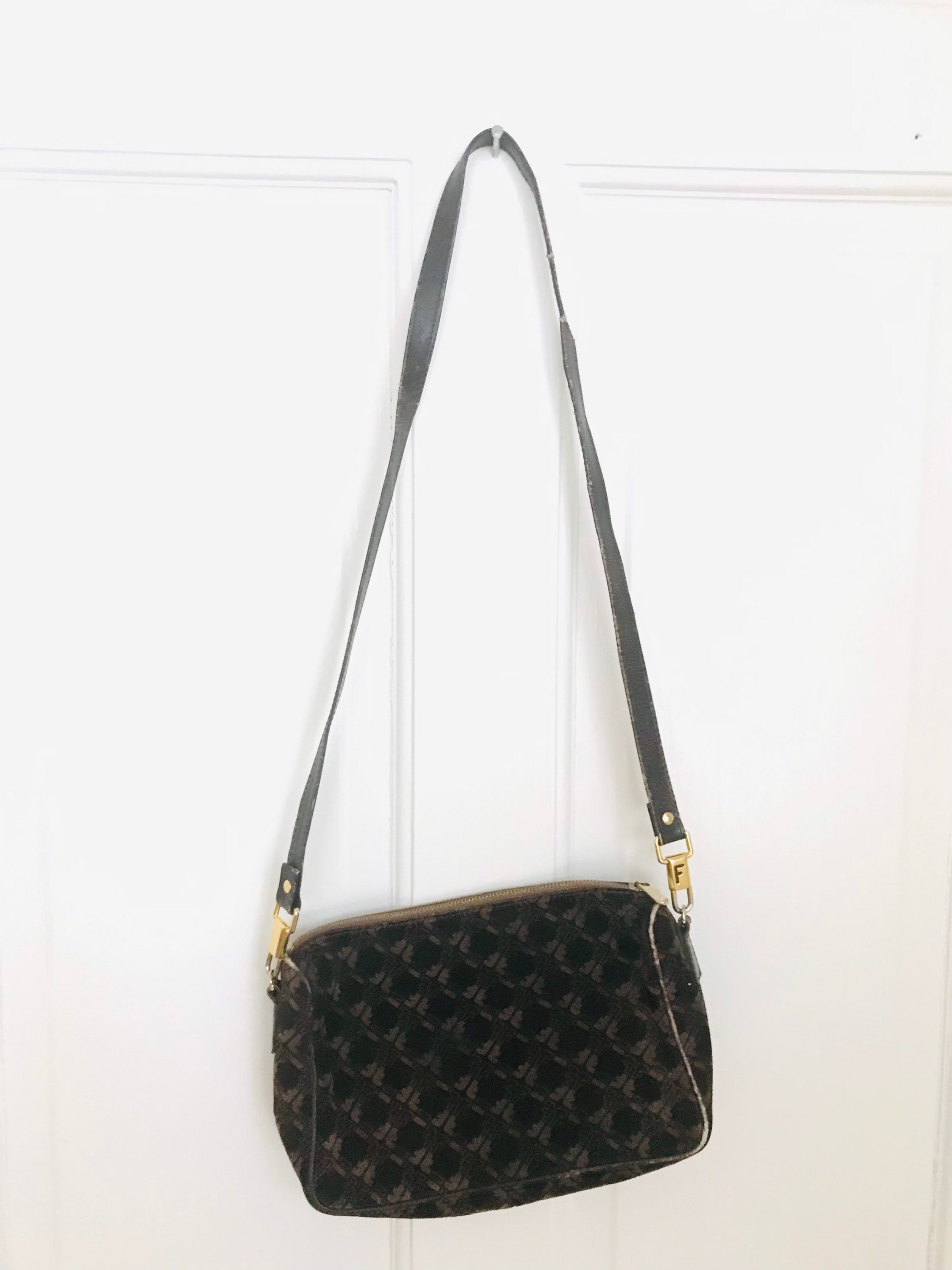 Salvatore Ferragamo Brown Velvet Fall Designer Purse