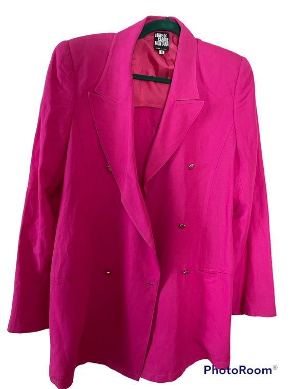 80s State of Claude Montana hot pink blazer/desig… - image 5