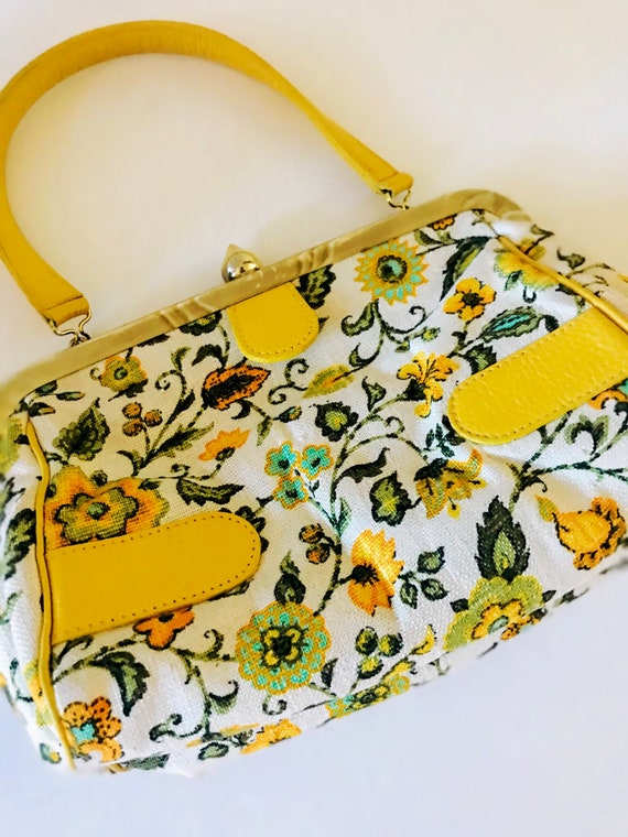 VTG 60s floral Retro Top Handle Purse by Roger Van