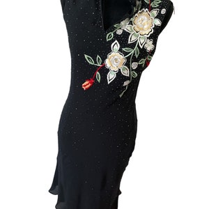 Vintage 90s Sue Wong Black Beaded Cheongsam Dress/Size 8/Asian Silk Dress/fairy bead dress/vintage black silk dress/formal beaded cheongsam