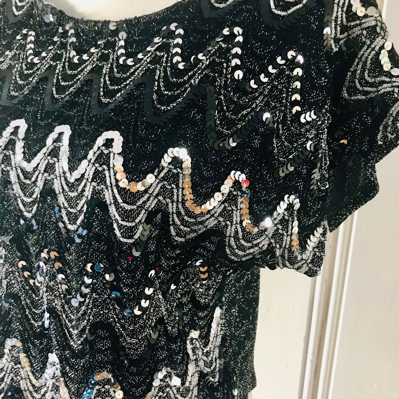 cropped floral sequin top