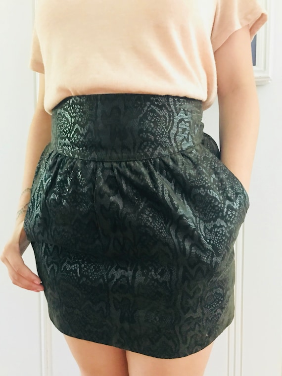 Vintage Green Escada Pleated mini Skirt/designer S
