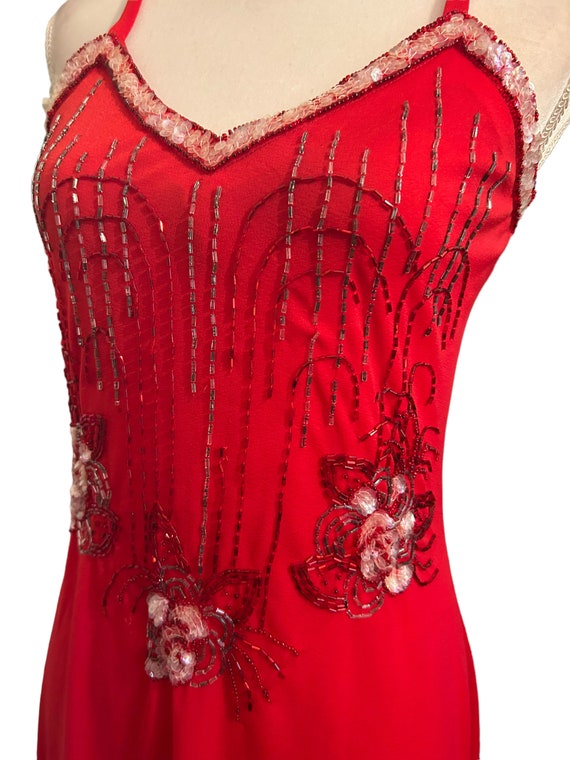 Red beaded prom dress/vintage prom dress/Red vinta