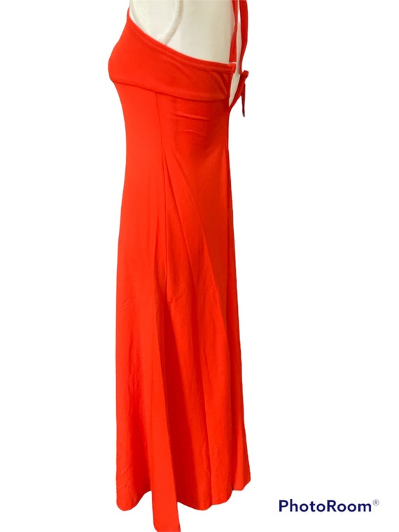 60’s-70’s Boho Orange Red halter Dress/long boho … - image 3