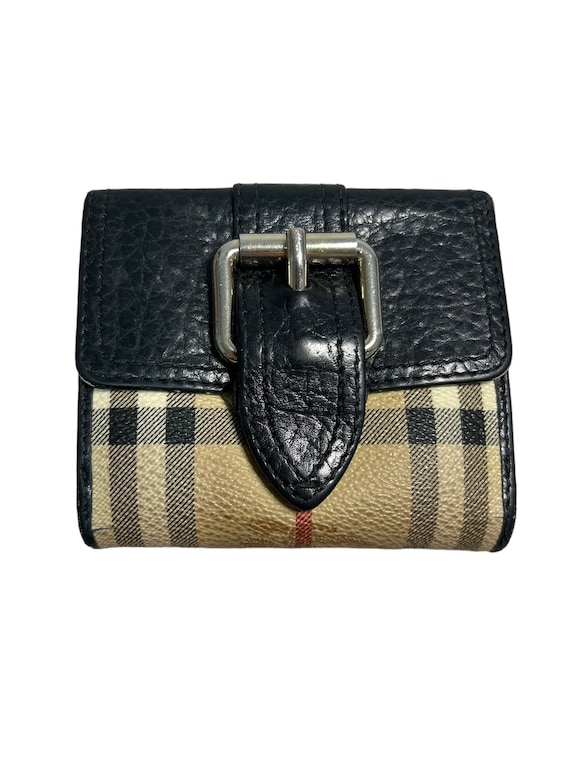 Burberry Plaid Trifold Leather Wallet