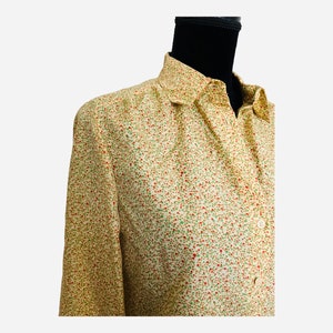 Chester Weinberg /Vintage 70s Blouse/retro polka dot tops/womens button down blouse/womens dress shirt/retro 70’s blouse/gucci style blouse