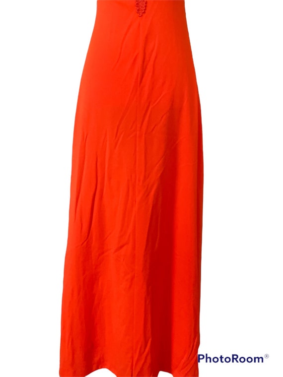 60’s-70’s Boho Orange Red halter Dress/long boho … - image 6