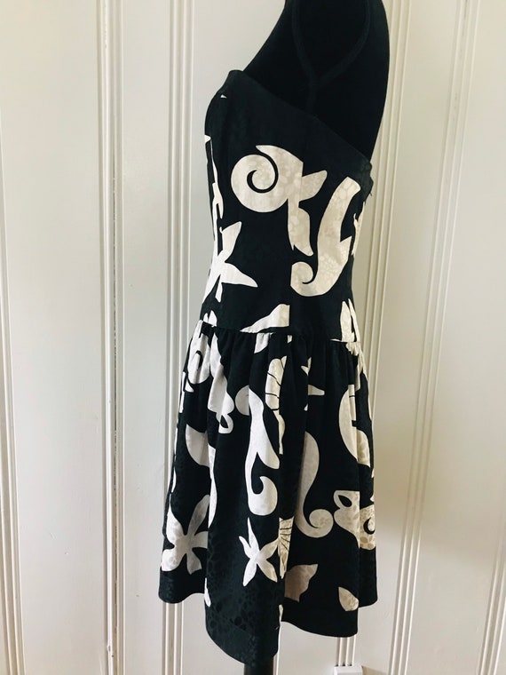 AJ Bari Silk Strapless Dress/Black White Starfish… - image 4