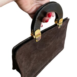 Vintage-Inspired Suede Top-Handle Bag