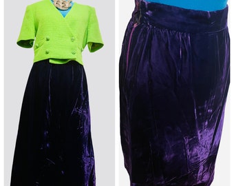 Neiman Marcus Vintage 60s Purple Velvet High Waist Pencil Skirt/Union Made/Vintage purple velvet skirt/boho velvet skirt