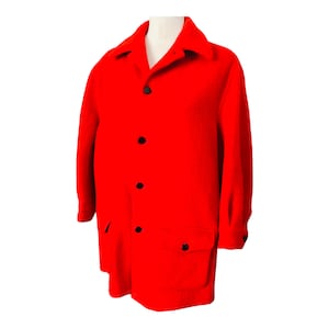 Vintage 1960s Hudsons Bay Point Blanket Wool Coat/Red Peacoat/Vintage Wool Coat/Red MOD winter Coat/Red and Black Coat/Red wool Coat