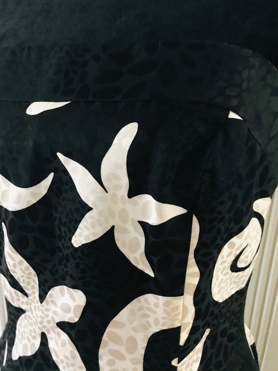 AJ Bari Silk Strapless Dress/Black White Starfish… - image 3
