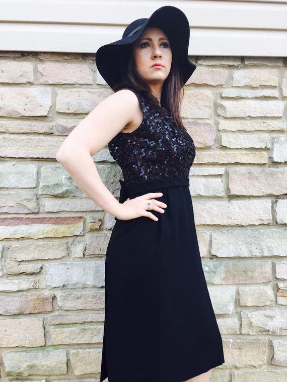 SALE! 60'S Black Sequin Dress/Women's formal dres… - image 8