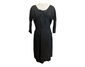 Emile 1950s vintage Black Dress/vintage cocktail dress/vintage black party dress/little black dress/formal black dress/Jackie O dress