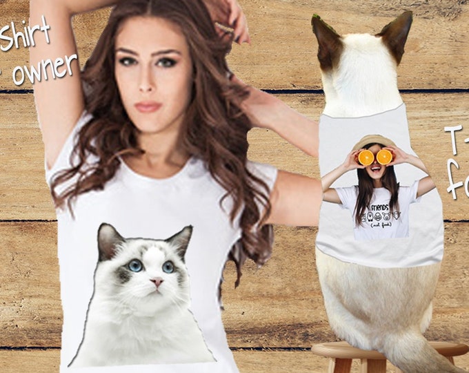 Katze und Besitzer Shirt, Geburtstagsgeschenk, Katze Mama passende Shirts, Bild Katze auf Ihrem Shirt, individuelle Besitzer Katze, Katzenliebhaber