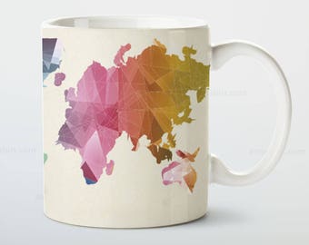 Taza con diseño de mapa, taza planisferio, regalo para viajeros, regalo de Navidad, regalo para ella, regalo para él, regalo de viaje, mapa del mundo