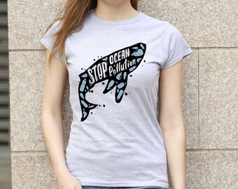 T-shirts with eco designs, shirt against climate change, stop the ocean pollution clothes, environmentalist tee