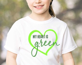 Camisa ecologista para niño, camiseta infantil contra el cambio climático, Mi corazón es verde, los niños cuidan la tierra, ropa para niños verdes