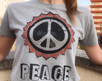 Peace Symbol T-Shirt: Unisex Hippie Style, Soft Cotton