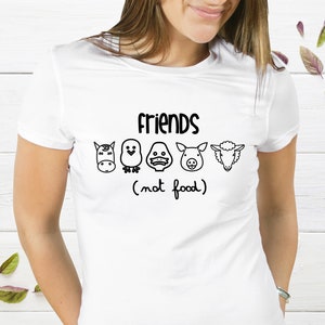 Camisa vegana, camiseta de diseño vegano, regalo para veganos, amigos no comida, camiseta de niña vegana, linda camisa vegana, camiseta boho, regalo de Navidad imagen 2