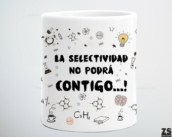 Taza universitaria, Selectividad no te ganará, estudiante de Navidad, estudios, taza de estudiante, controles, pruebas, regalo universitario, regalo de soltero