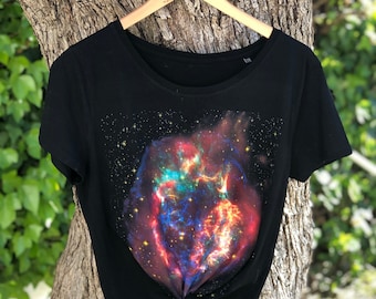 galaxy print T-shirt, Cassiopeia t shirt, Space T-shirt, Constellation Cassiopeia tee, galaxy t-shirt, Hubble space telescope