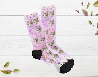 Custom cat socks, personalized socks, put your cat face on custom socks, cat lovers, cat owner gift, socks cute gift