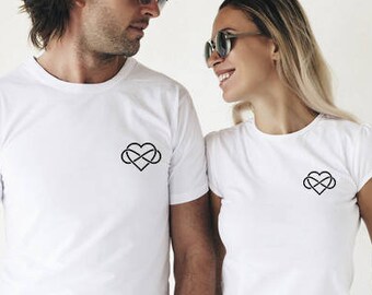 Camisetas para enamorados, Camisas corazón infinito, regalo para amantes, regalo para él, regalo de novia, regalo de pareja, regalo de cumpleaños, día de San Valentín