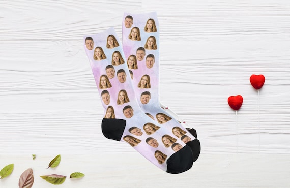 Calcetines de cara personalizados para parejas, medias de boda, con imagen  personalizada, para hombres y mujeres, novia, novio, calcetines multicolor
