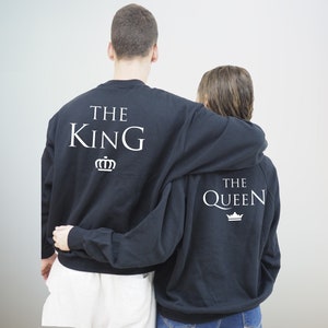 King Queen sweatshirts for couples, dress up to match your partner, king queen clothes image 3