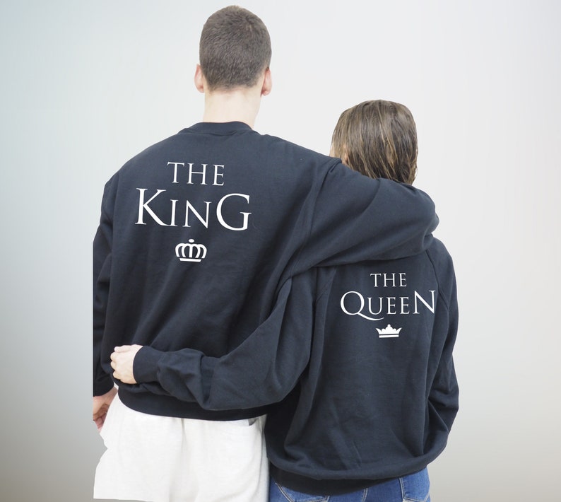 King Queen sweatshirts for couples, dress up to match your partner, king queen clothes image 3