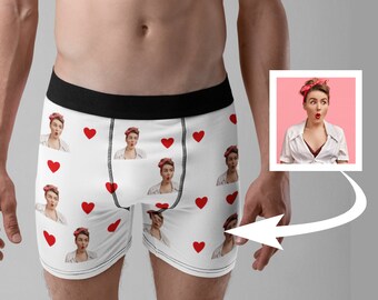 Boxers personalizados con foto, ropa interior de hombre personalizada, ideal regalo de San Valentín y regalo de boda para el novio