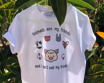 Vegan Kids T-shirt: Animals Are My Friends Graphic Tee