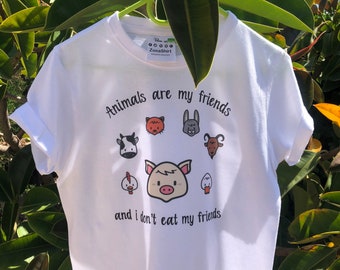 Vegan Kid Tshirt, children vegans, animals shirt, love animals, friends not food, Animals are my friends, animals t-shirt, animals friends