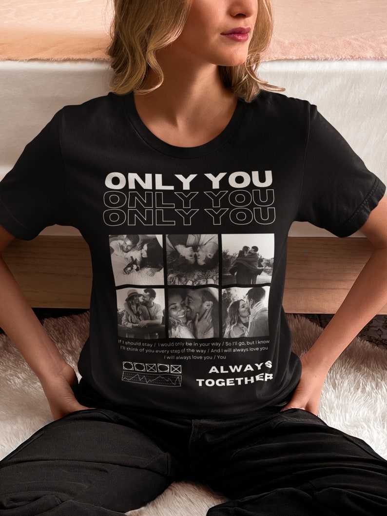 Camiseta personalizada Only You con collage de fotos, camiseta de pareja collage, camiseta Only you, camiseta de novia, regalo de camiseta de novio imagen 1