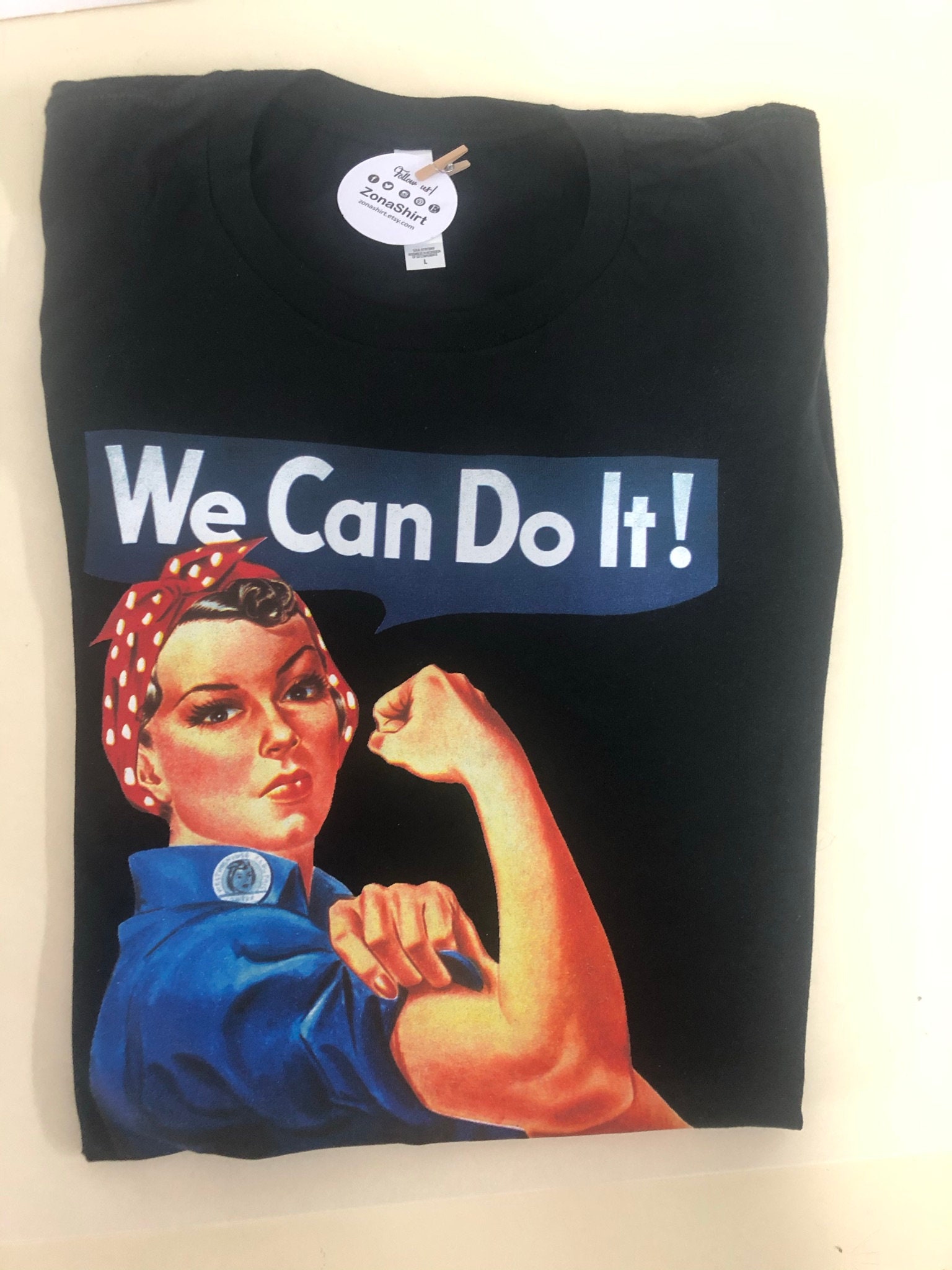 Queen Kerosin We Can do it T-Shirt, Bianco, XS Donna
