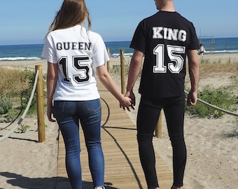 King Queen shirt personalized for gift, matching shirts for couple, t-shirts for lovers, King Queen tee for couple set