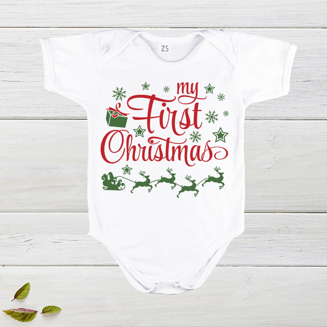 Bodysuit First Christmas Christmas Outfit White of Cotton My - Etsy