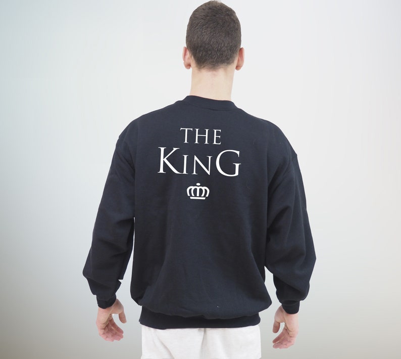 King Queen sweatshirts for couples, dress up to match your partner, king queen clothes image 4