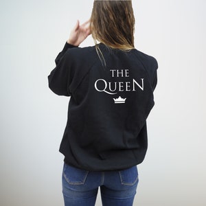 King Queen sweatshirts for couples, dress up to match your partner, king queen clothes image 5