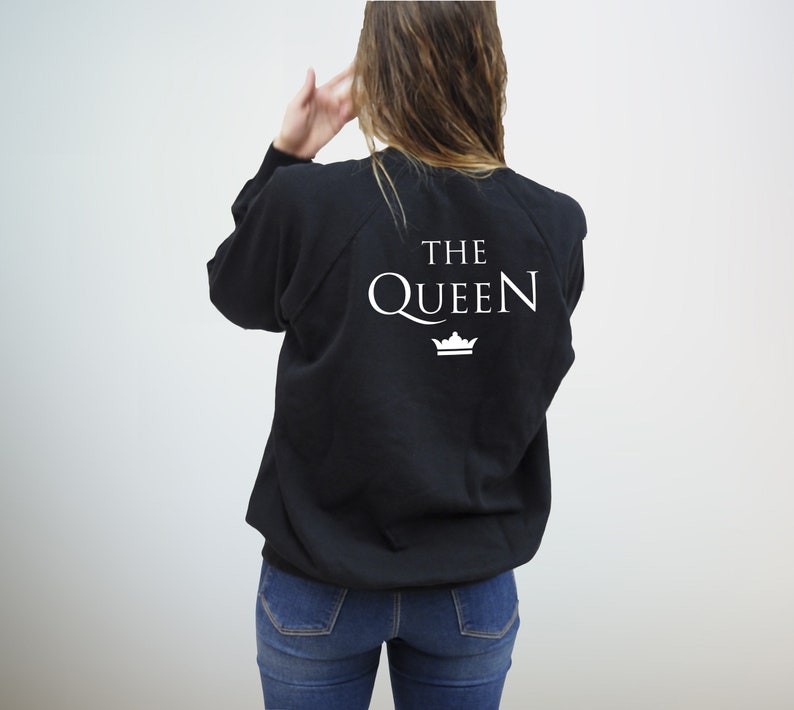 King Queen sweatshirts for couples, dress up to match your partner, king queen clothes image 5