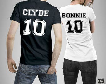 Conjunto de camisas de pareja Bonnie y Clyde, camisas de pareja, regalos de aniversario para novio, camisas de pareja divertidas, camisas de pareja, regalo del Día de San Valentín