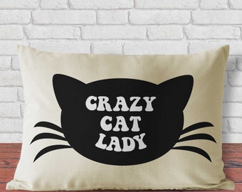 Pillow catlike design, decorative cushion of crazy cat lady, crazy cat pillow, ladies gift idea, personalized cushion, pillow gift idea cat