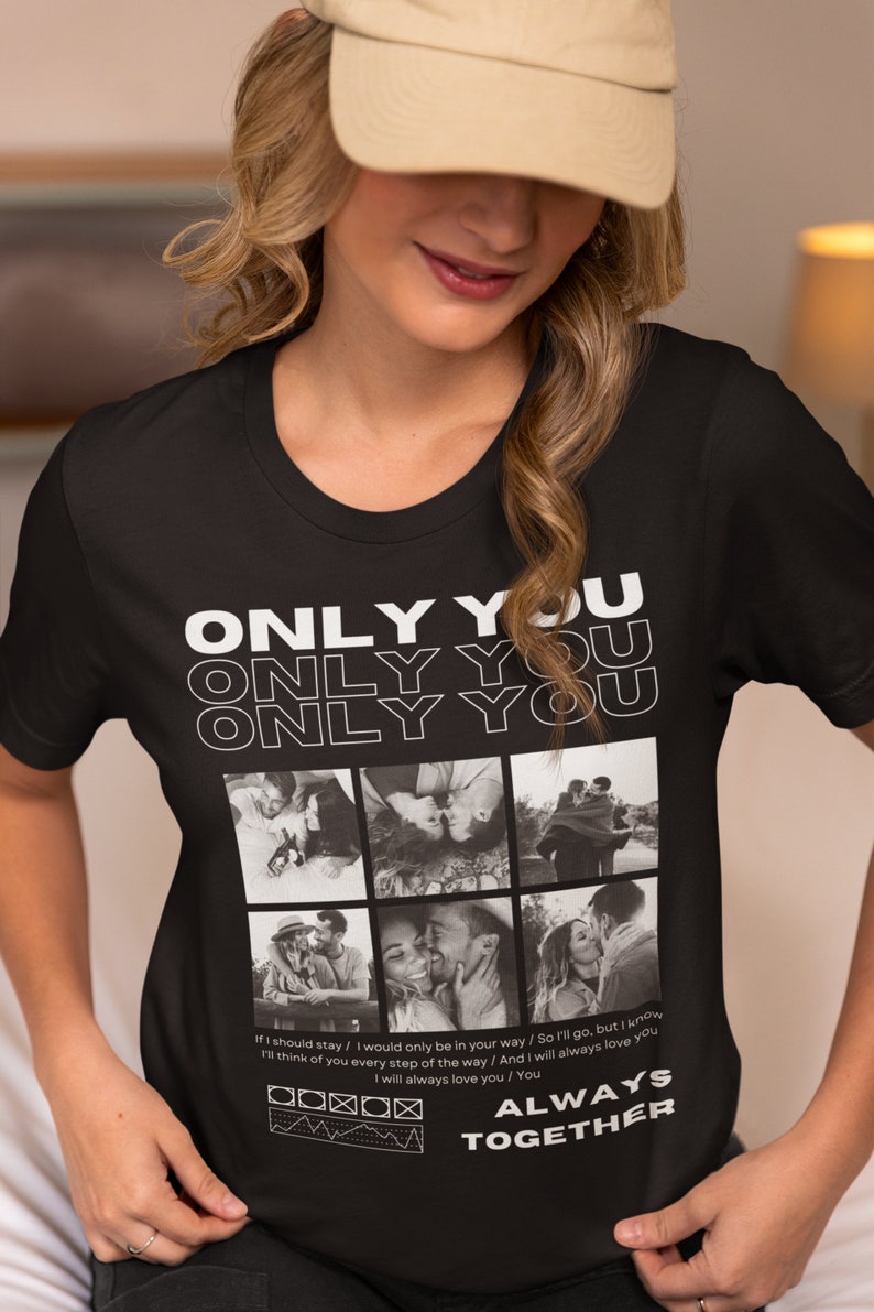 Camiseta personalizada Only You con collage de fotos, camiseta de pareja collage, camiseta Only you, camiseta de novia, regalo de camiseta de novio imagen 3