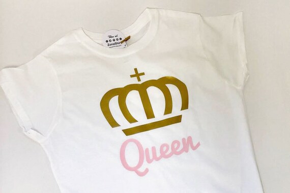 Camisa Queen camiseta con texto Reina corona dorada camiseta divertida para nina camiseta Queen con texto rosa y corona dorada camisa estilo tumblr Etsy Mexico