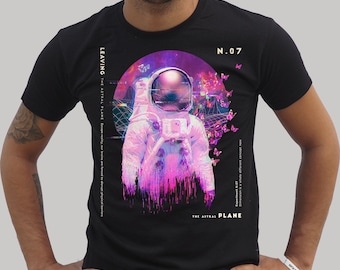 Glitch astronaut in vaporwave style t shirts, galactic design t-shirt, astronaut shirt