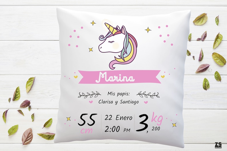 Anuncio de nacimiento almohada nuevo cojín de regalo para bebé almohada personalizada para nuevos padres, frase en español imagen 8